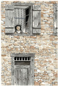 Florence à la fenêtre à Freychenet 24x36