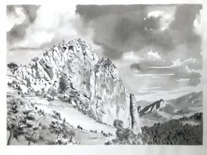 Montségur depuis le Roc De Louis 38x50