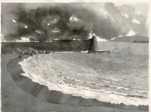 Orage à collioure 38x50