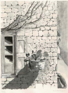 Cactus sur vieux mur 24x32