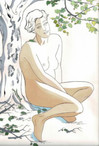 Au pied du platane couleur 32,5x46