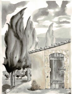 Porte cabanon, canal du Midi, Bram-Castel. 26,5x36