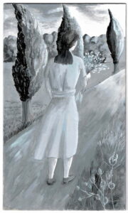 Promeneuse aux chardons 21x30